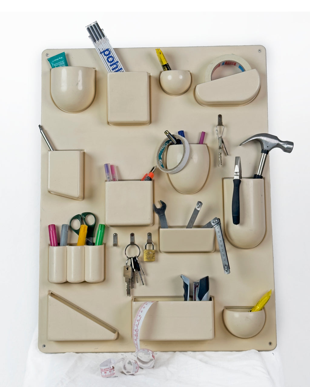 Vintage beige wall organizer designed by Dorothee Becker, 1969 space age