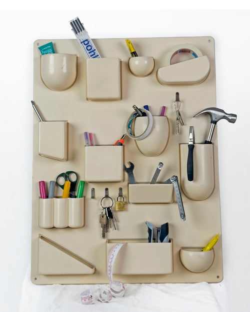 Vintage beige wall organizer designed by Dorothee Becker, 1969 space age