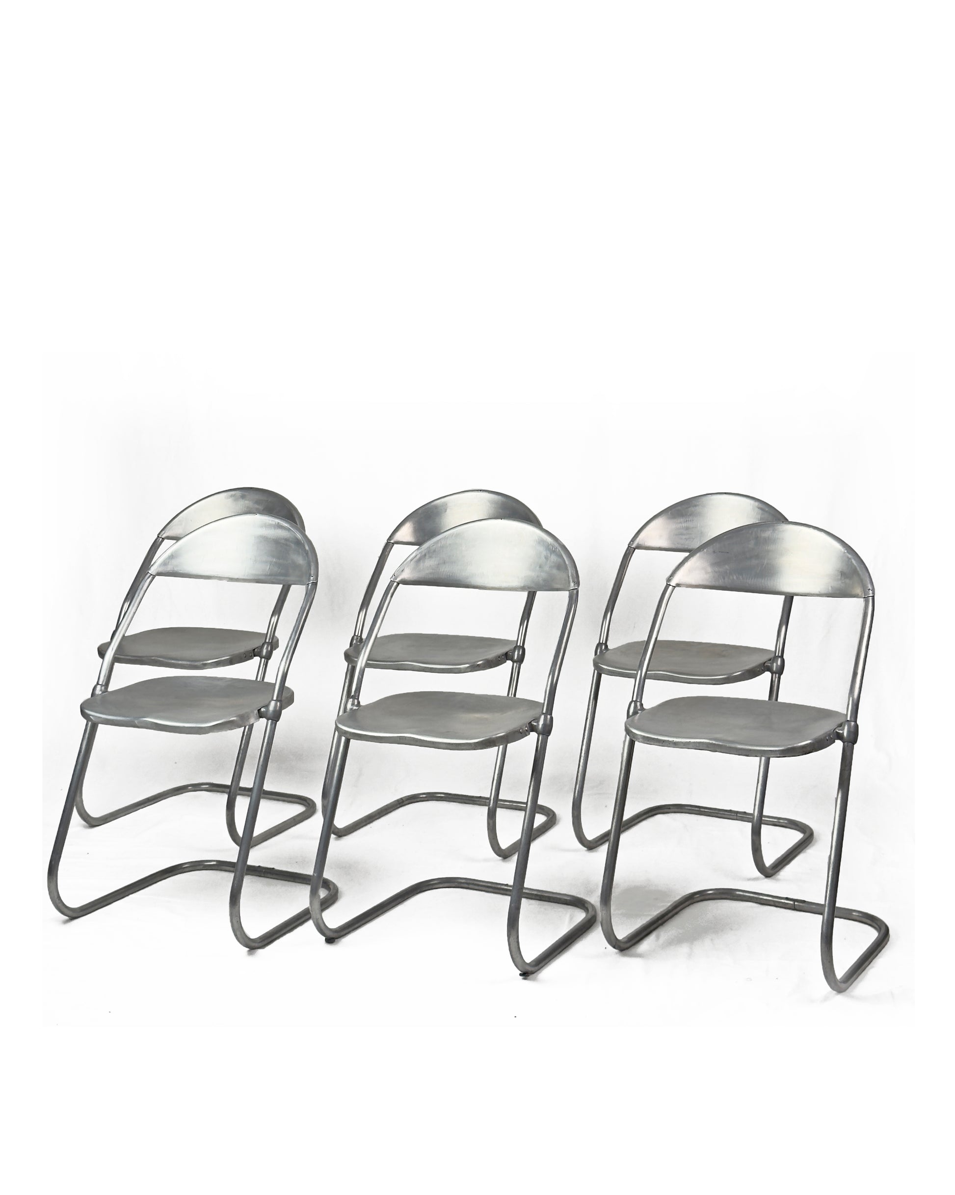vintage aluminium cantilever Chairs, Set of 6 – Made in England, 1950s