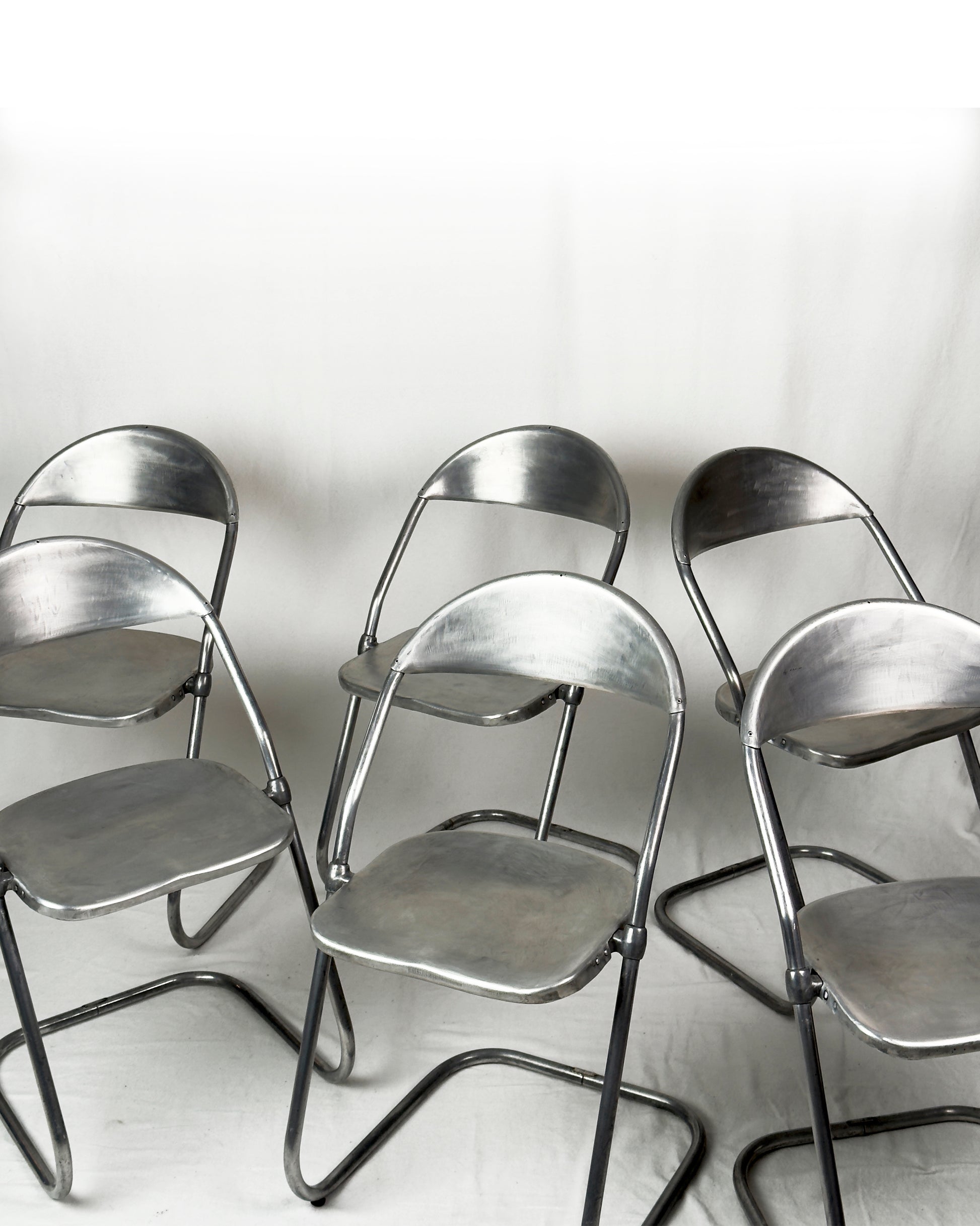 vintage aluminium cantilever Chairs, Set of 6 – Made in England, 1950s