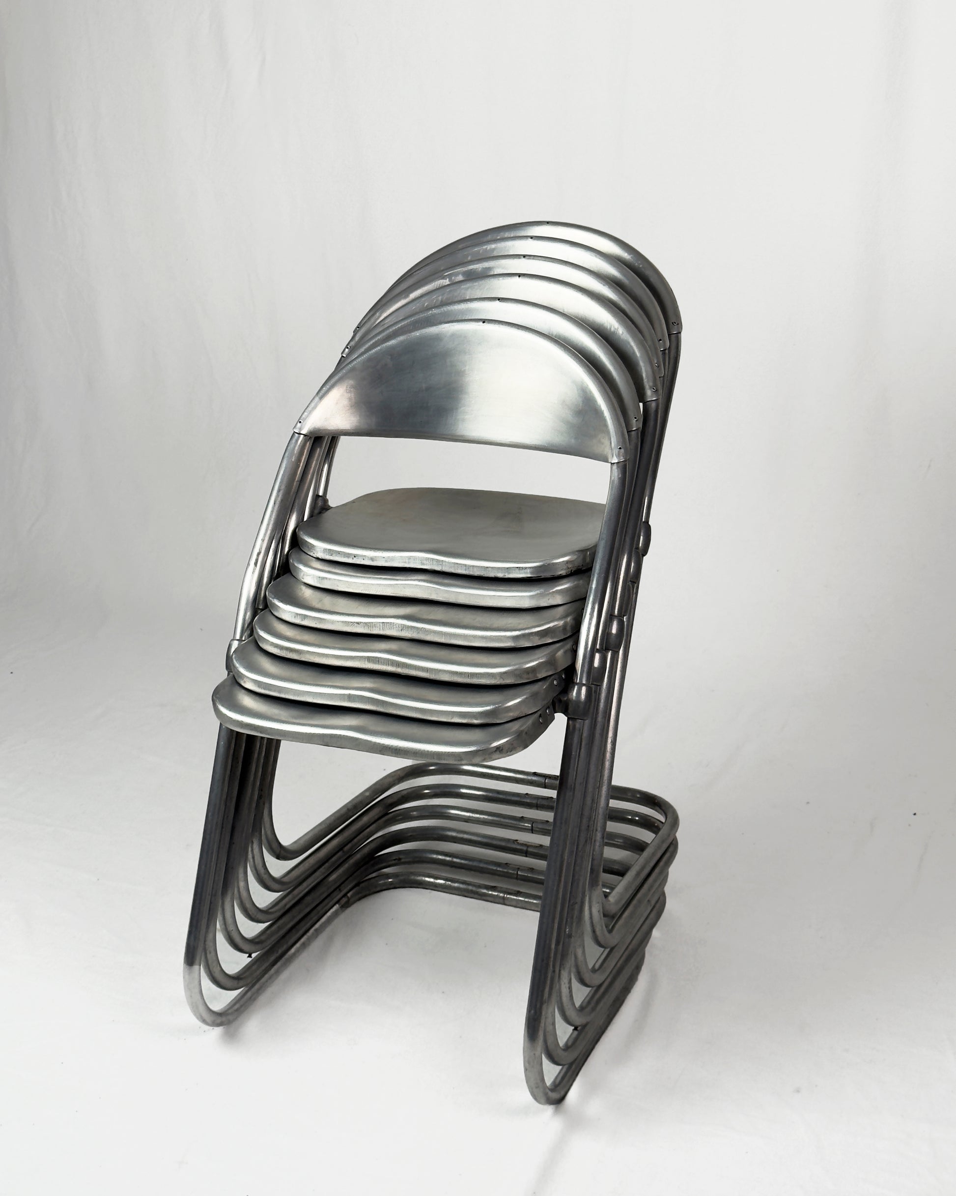 vintage aluminium cantilever Chairs, Set of 6 – Made in England, 1950s