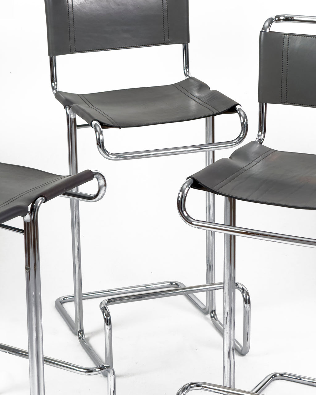 Chrome and Leather Stendig Bar Stools - Set of 5, Italy 1970s