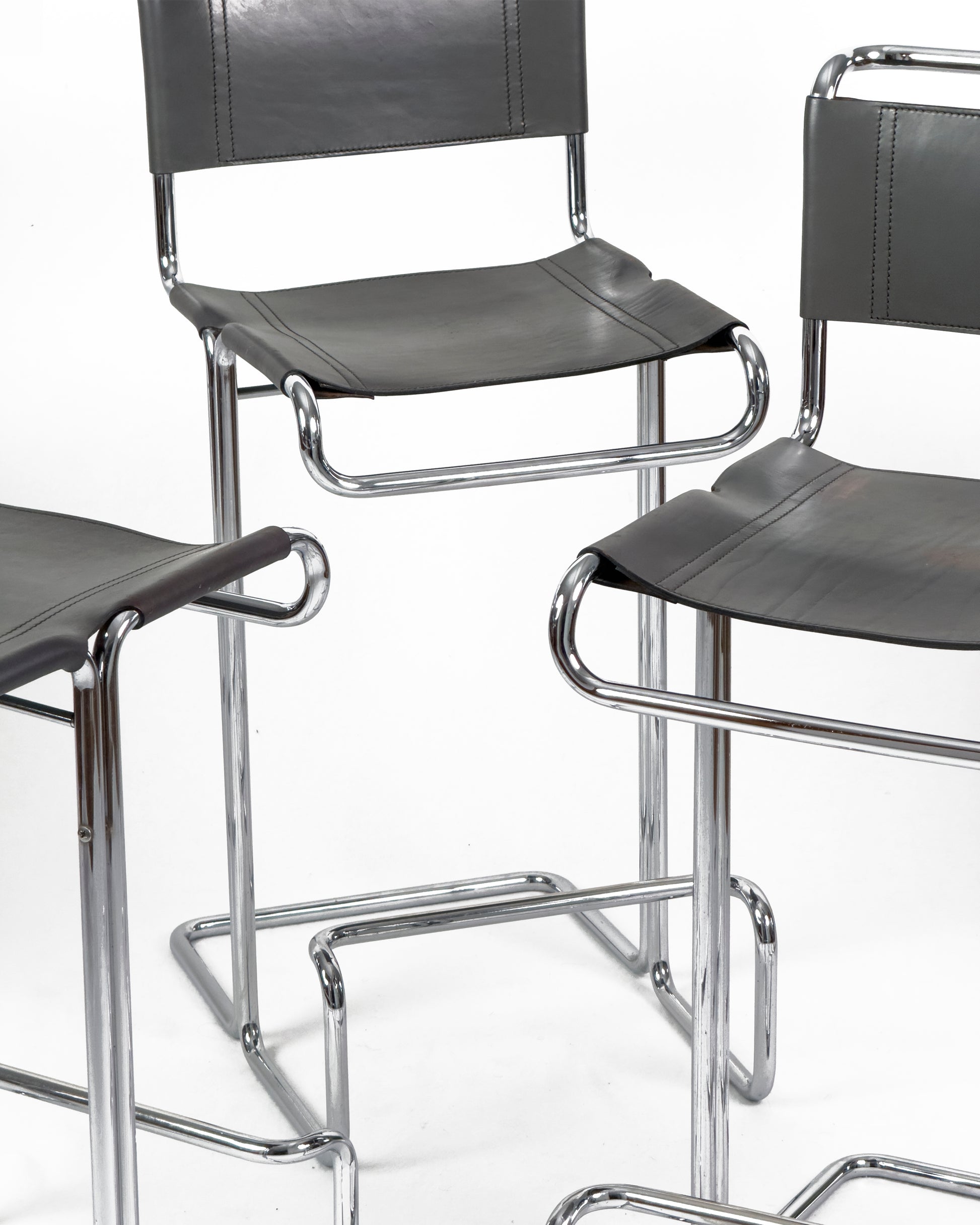 Chrome and Leather Stendig Bar Stools - Set of 5, Italy 1970s