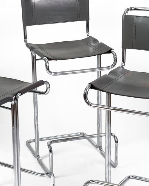 Chrome and Leather Stendig Bar Stools - Set of 5, Italy 1970s