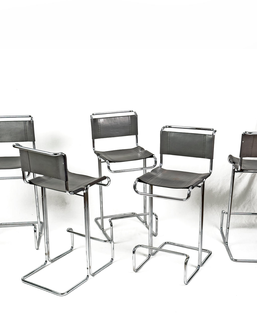 Chrome and Leather Stendig Bar Stools - Set of 5, Italy 1970s