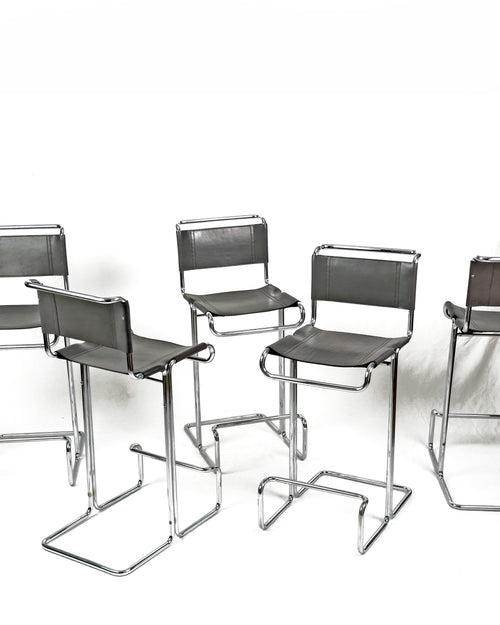 Chrome and Leather Stendig Bar Stools - Set of 5, Italy 1970s