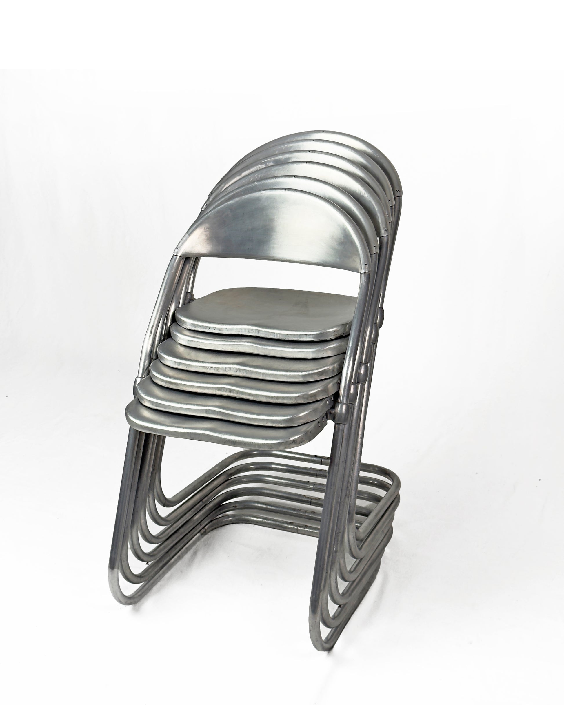 vintage aluminium cantilever Chairs, Set of 6 – Made in England, 1950s