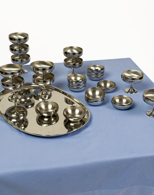 Set of 24 AMC vintage Stainless Steel Cup Set with Oval Tray