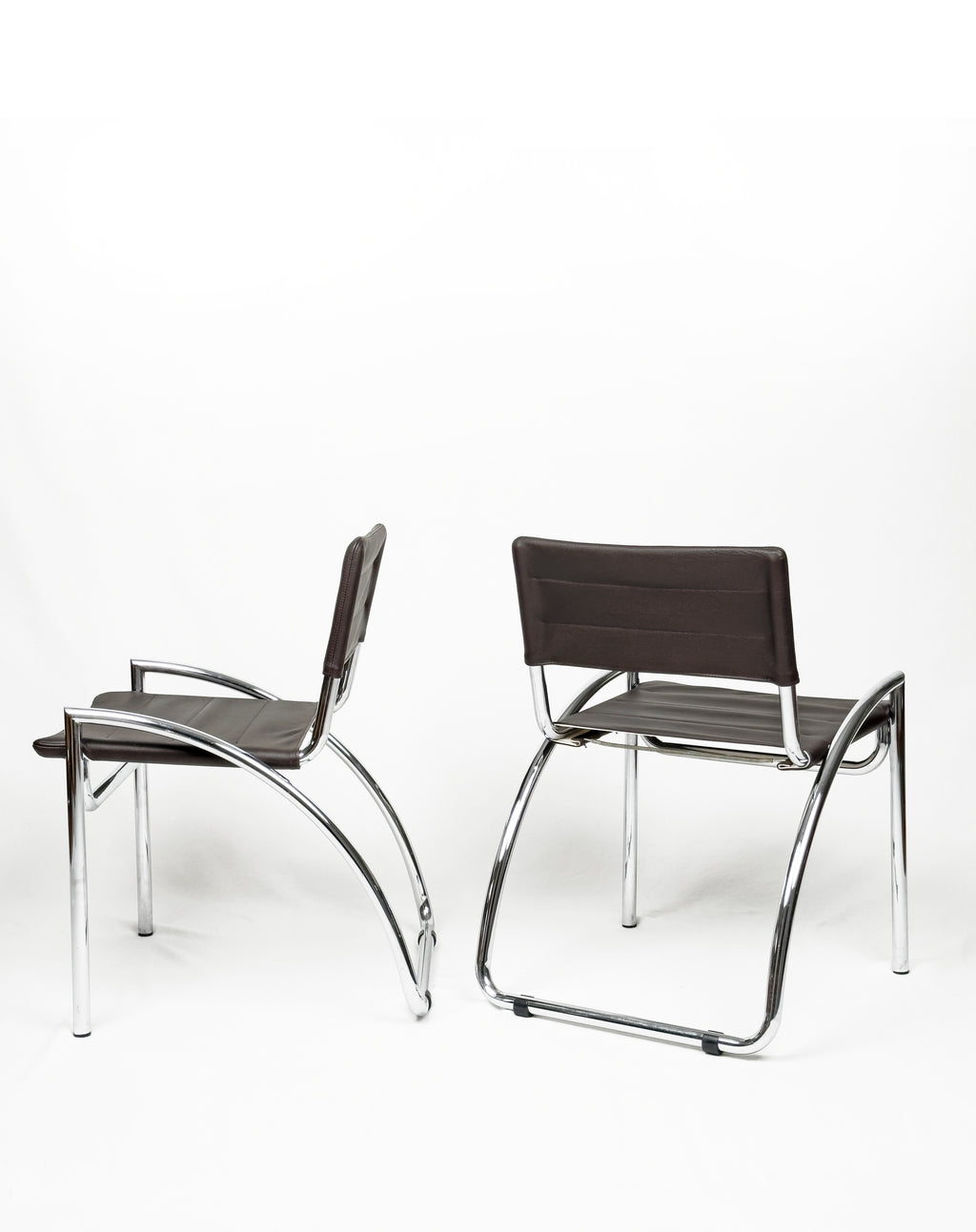 “Lira” chrome and leather Chairs  by Gae Aulenti – Italy, 1970s