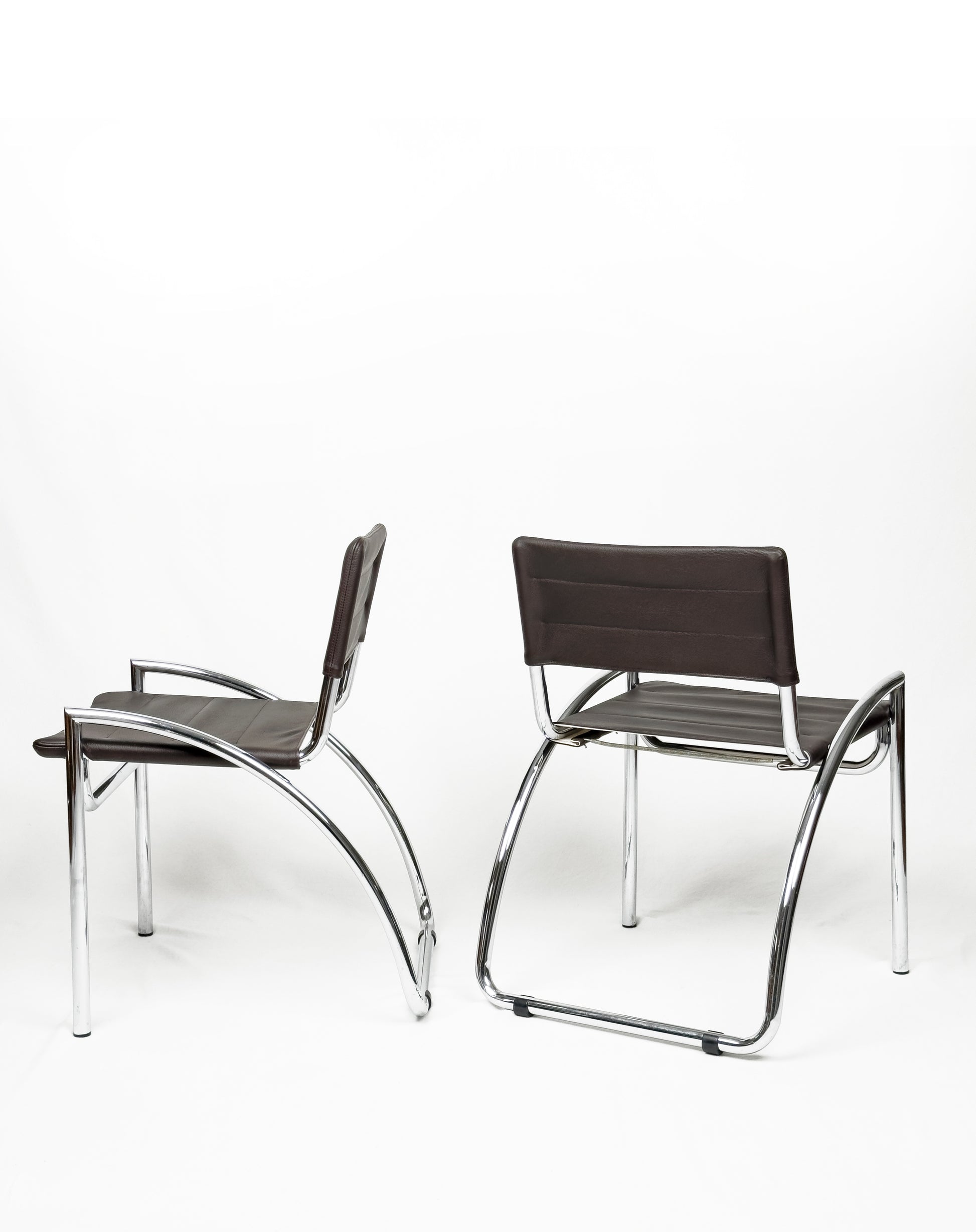 “Lira” chrome and leather Chairs  by Gae Aulenti – Italy, 1970s