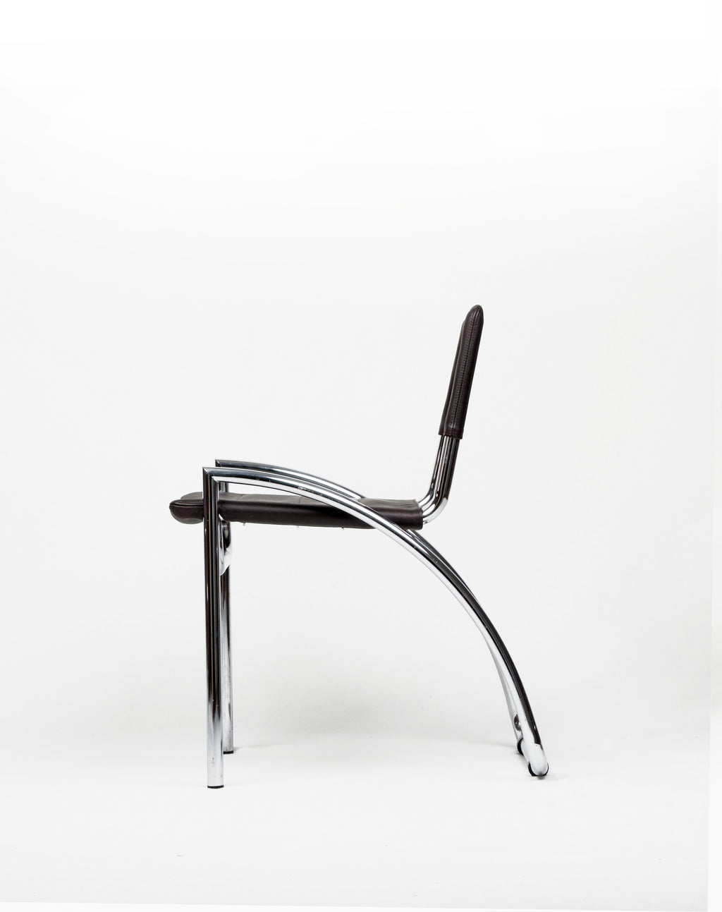 “Lira” chrome and leather Chairs  by Gae Aulenti – Italy, 1970s