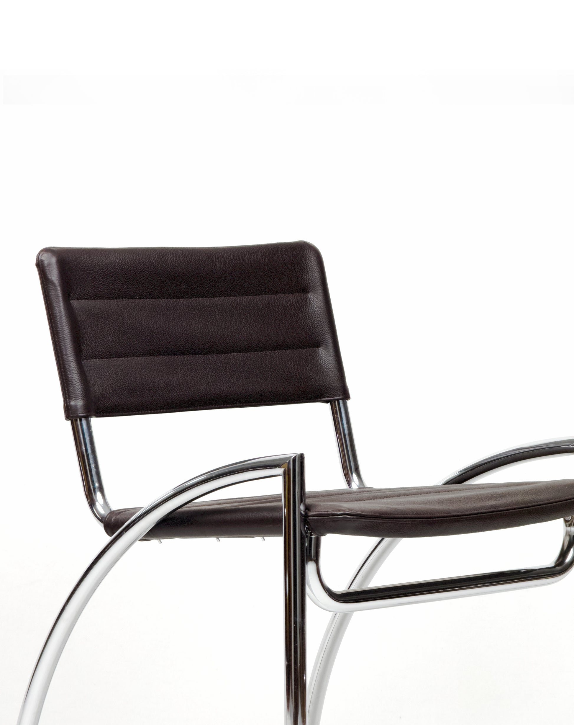 “Lira” chrome and leather Chairs  by Gae Aulenti – Italy, 1970s