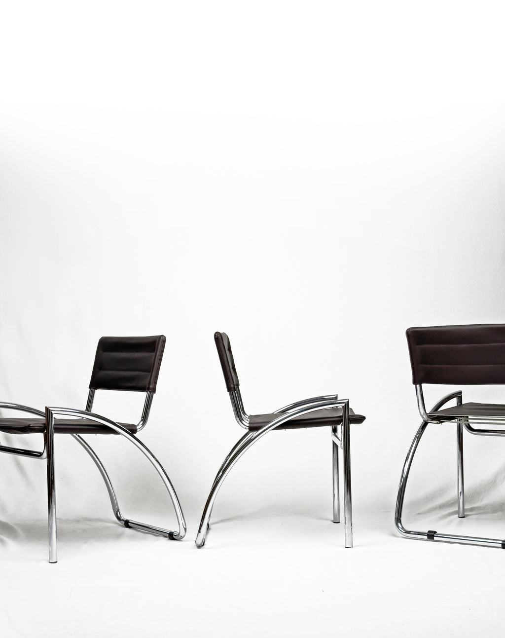 “Lira” chrome and leather Chairs  by Gae Aulenti – Italy, 1970s