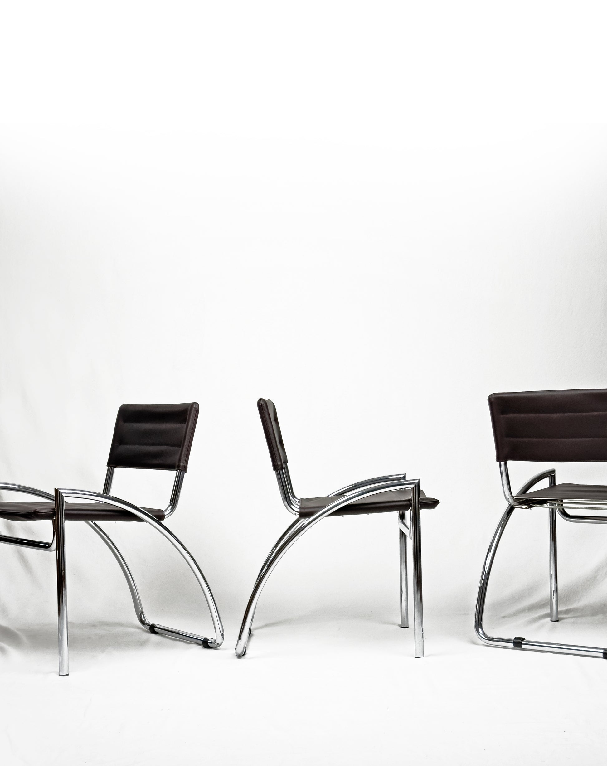 “Lira” chrome and leather Chairs  by Gae Aulenti – Italy, 1970s