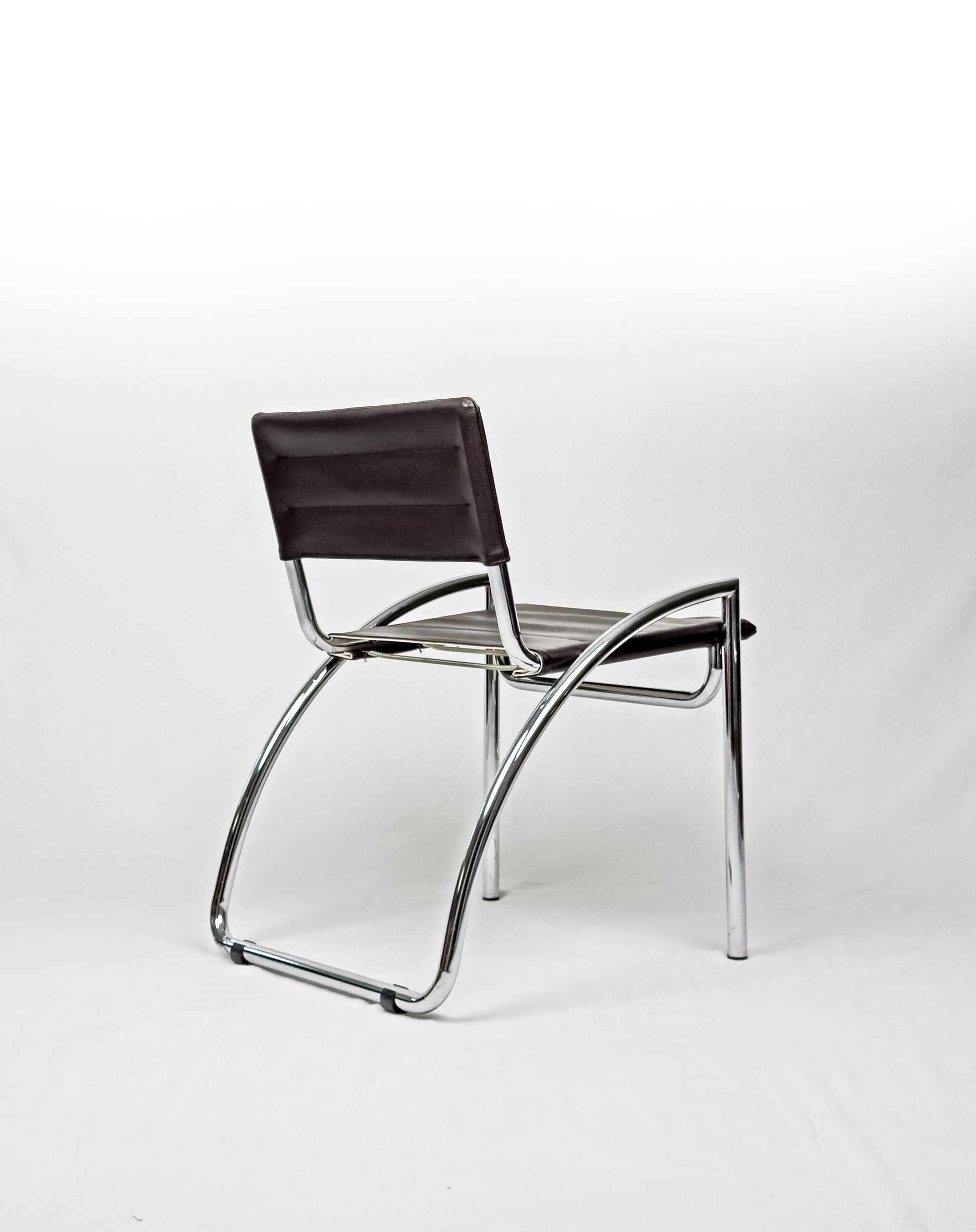 “Lira” chrome and leather Chairs  by Gae Aulenti – Italy, 1970s