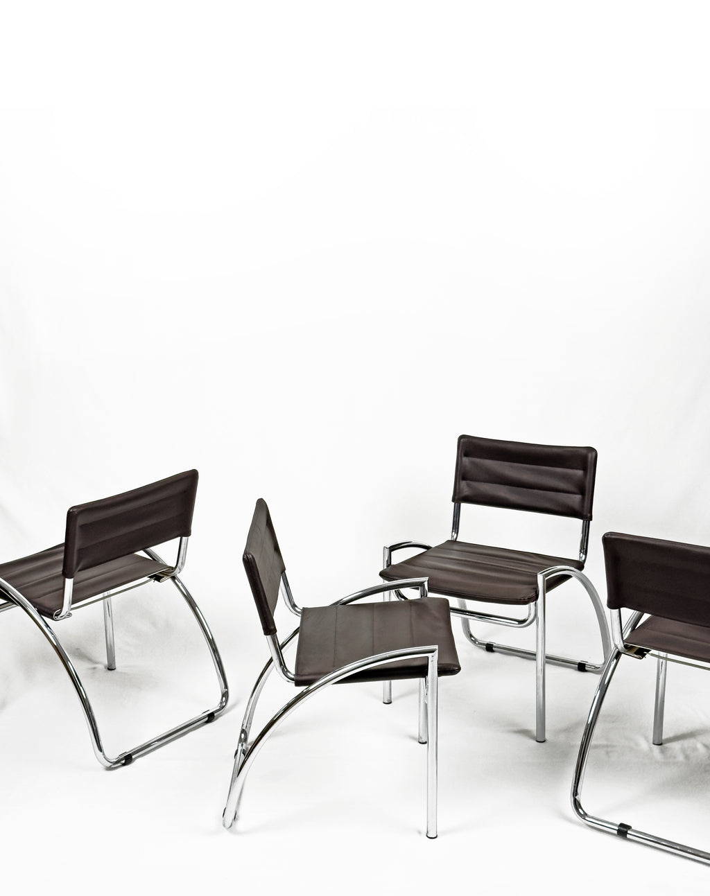 “Lira” chrome and leather Chairs  by Gae Aulenti – Italy, 1970s