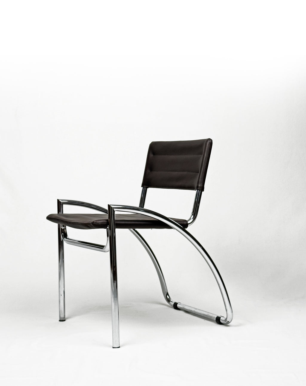 “Lira” chrome and leather Chairs  by Gae Aulenti – Italy, 1970s
