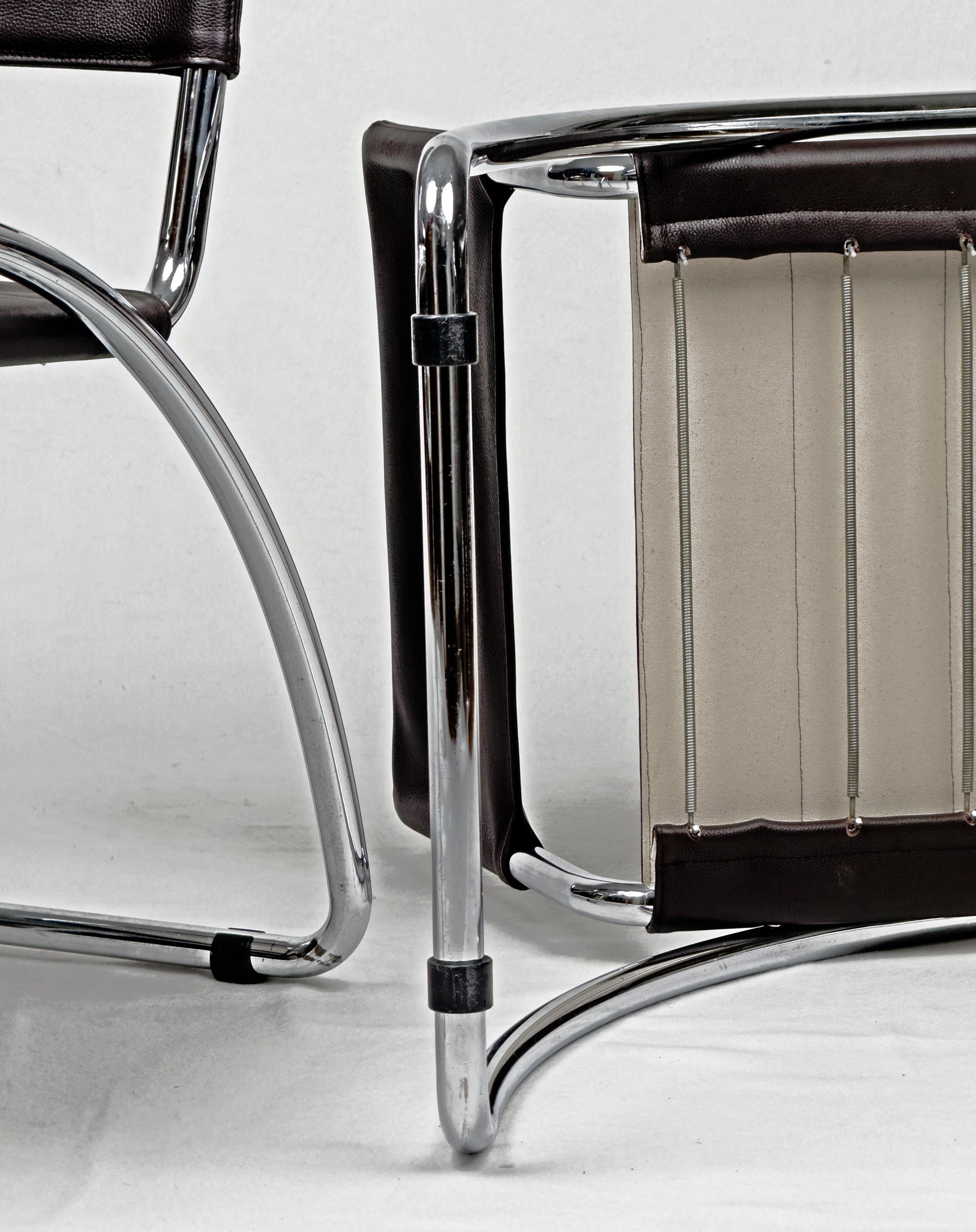 “Lira” chrome and leather Chairs  by Gae Aulenti – Italy, 1970s