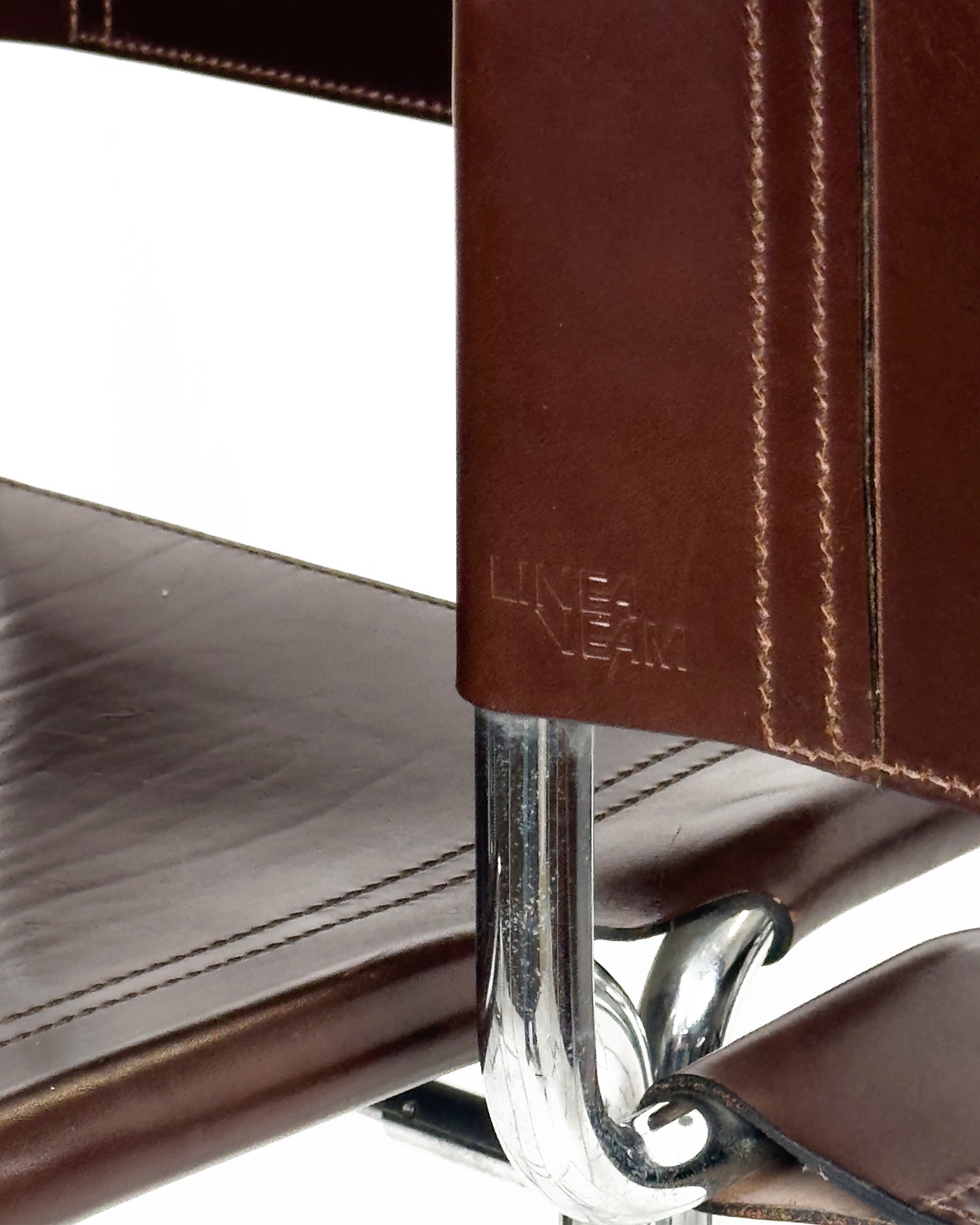 vintage Bar Stools chrome & Brown Leather by Linea Veam, 1960s