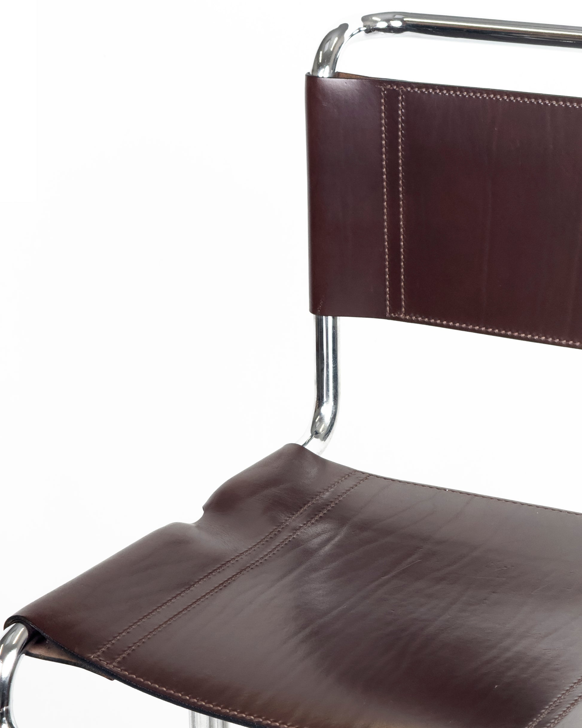 vintage Bar Stools chrome & Brown Leather by Linea Veam, 1960s