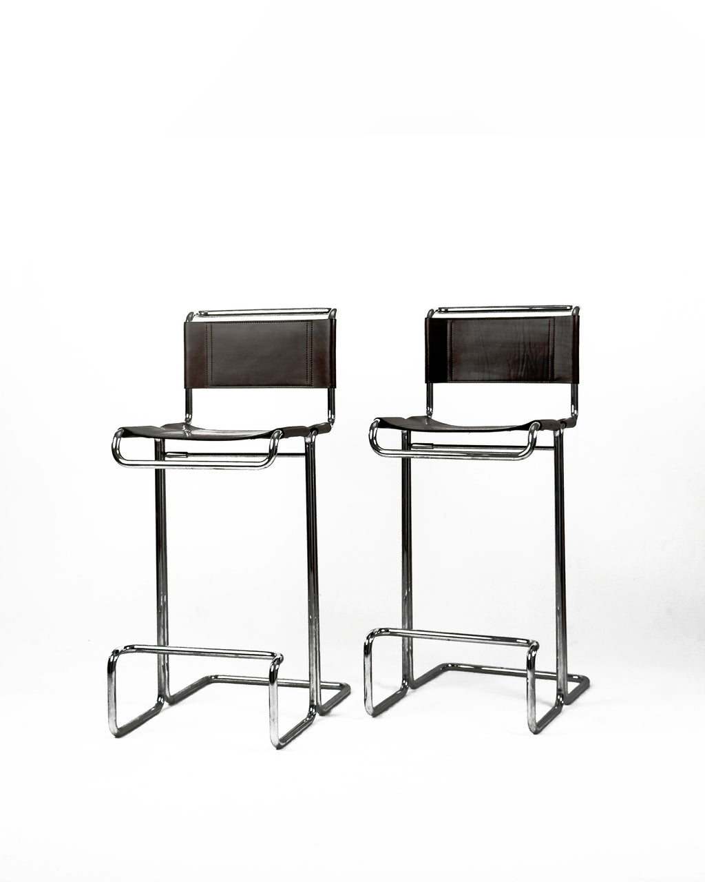 Pair of chrome and Leather Stendig Bar Stools, Italy 1970s – Bauhaus