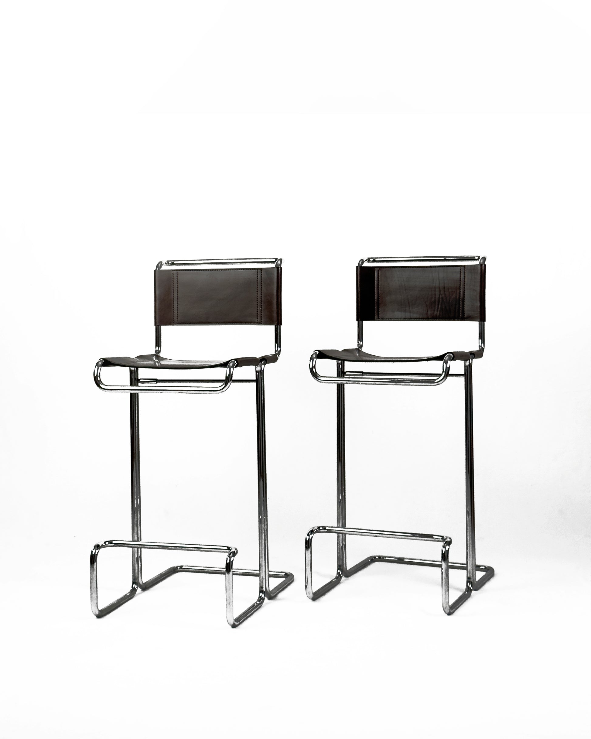Pair of chrome and Leather Stendig Bar Stools, Italy 1970s – Bauhaus