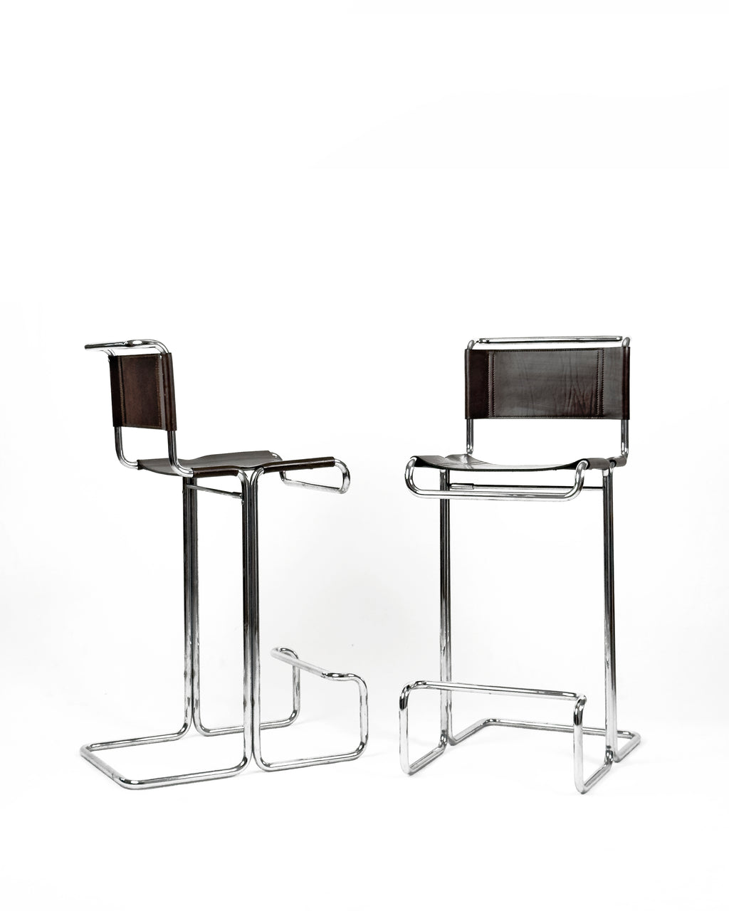 Pair of chrome and Leather Stendig Bar Stools, Italy 1970s – Bauhaus