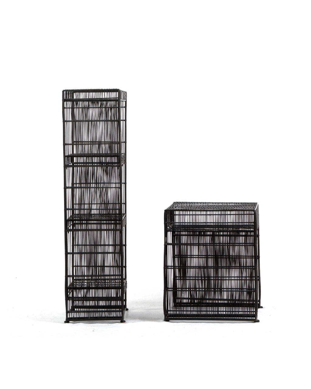 vintage Sculptural Metal Wire Shelving and Display Table Set