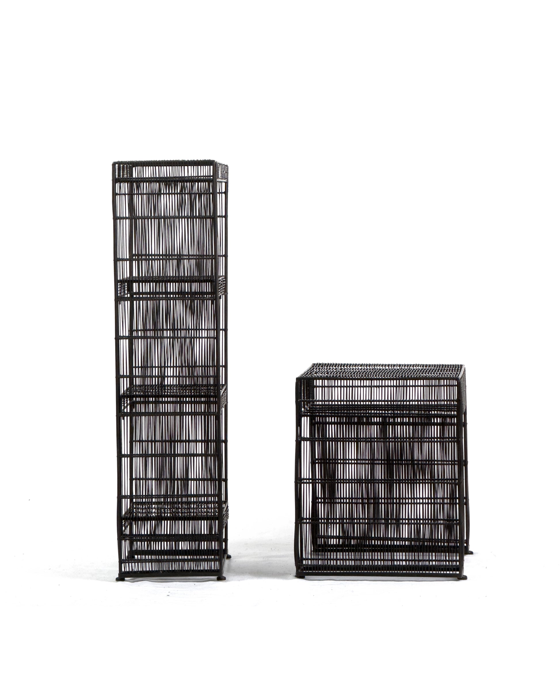 vintage Sculptural Metal Wire Shelving and Display Table Set