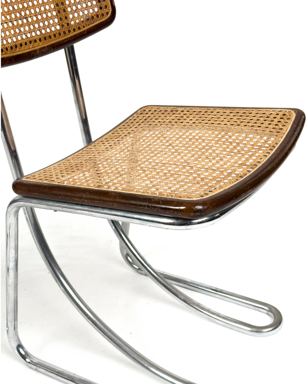 vintage Cantilever Chairs in Chrome, Wood and Vienna Straw, 1970s - Set of 4