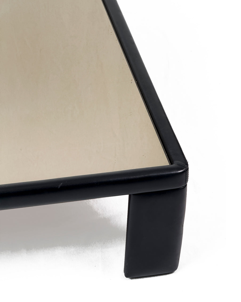 Luigi Massoni for Poltrona Frau – Leather Coffee Table with Mirror Top, 1970s