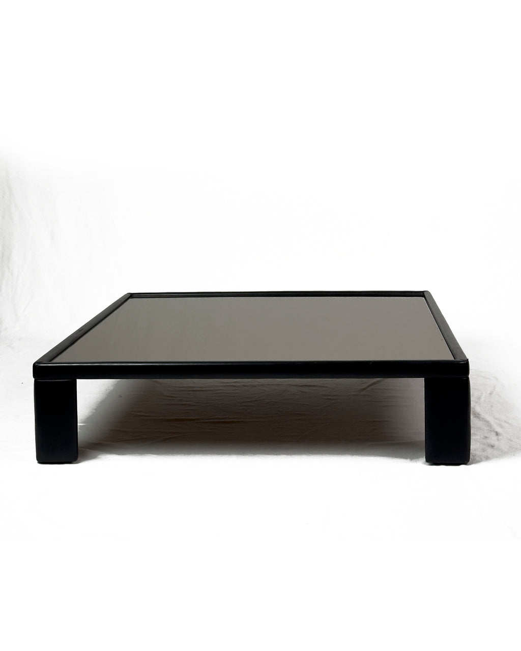 Luigi Massoni for Poltrona Frau – Leather Coffee Table with Mirror Top, 1970s
