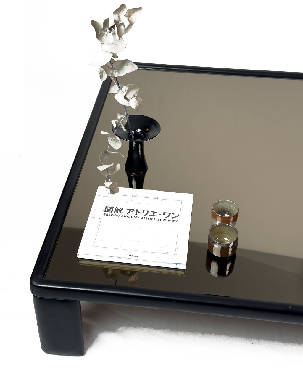 Luigi Massoni for Poltrona Frau – Leather Coffee Table with Mirror Top, 1970s