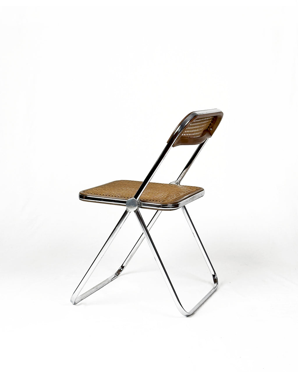 vintage “Plia” Chair with Vienna Straw by Giancarlo Piretti, Italy, 1960s