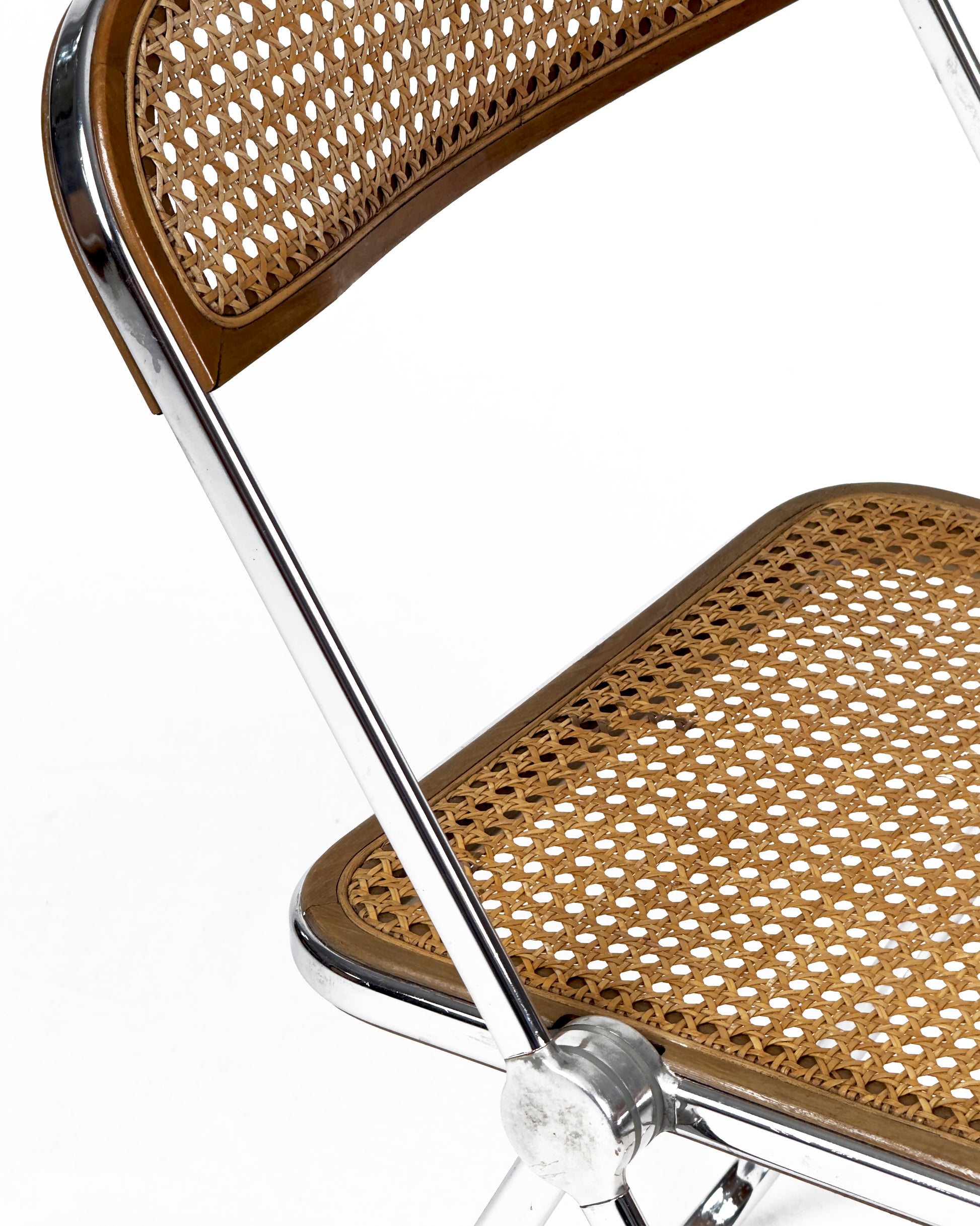 vintage “Plia” Chair with Vienna Straw by Giancarlo Piretti, Italy, 1960s