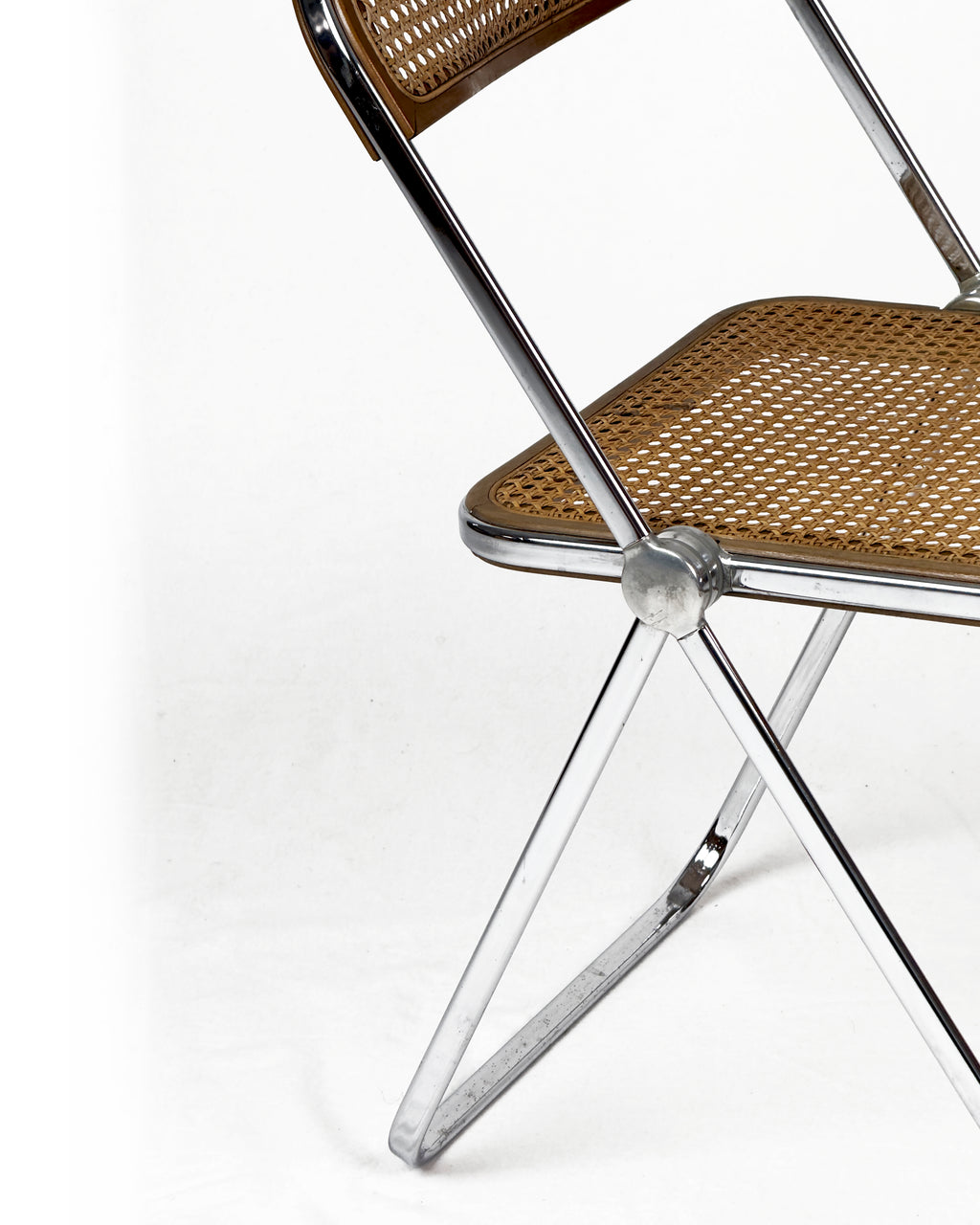 vintage “Plia” Chair with Vienna Straw by Giancarlo Piretti, Italy, 1960s
