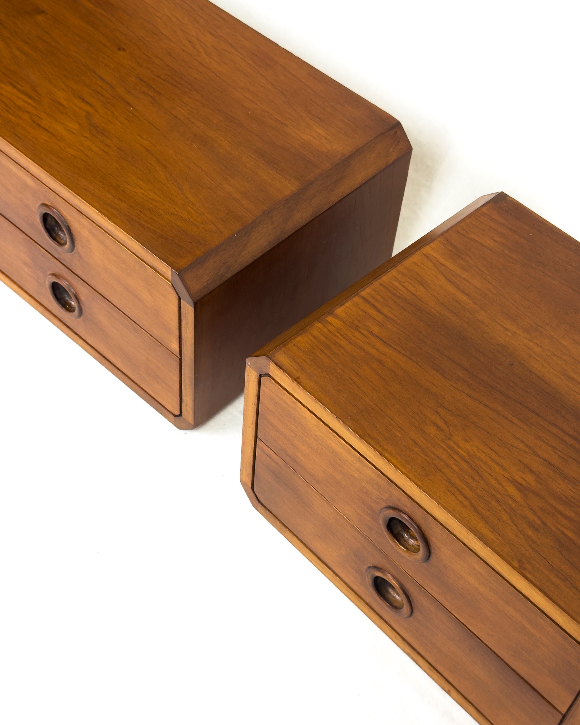 vintage Danish Mid-Century Floating Wall-Hung Nightstands