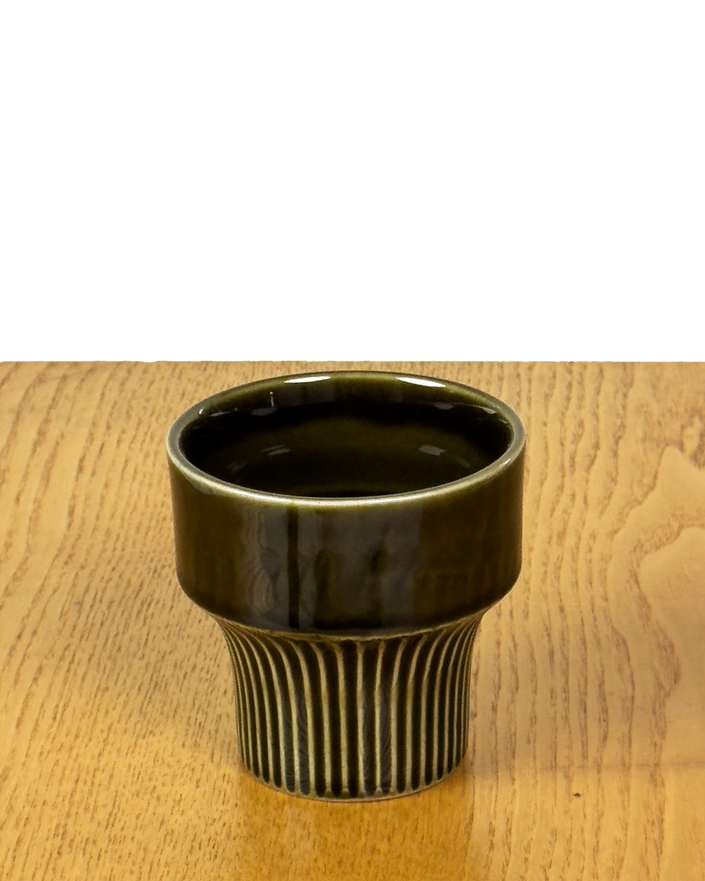 Set of 6 Vintage Stoneware Cups in Olive Green Glaze