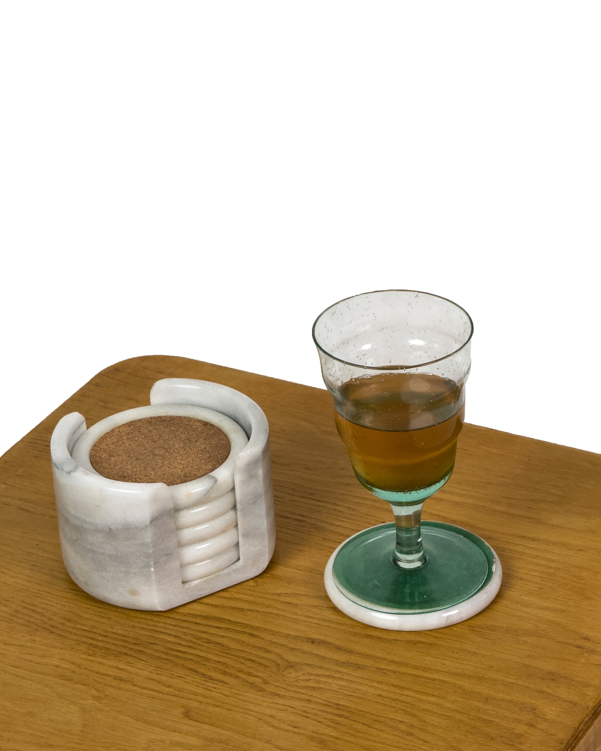 Set of 6 Vintage Marble Coasters with Holder