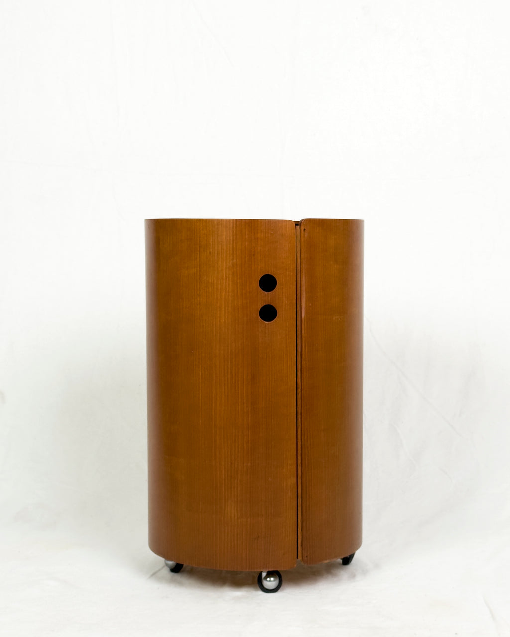Round Wood Bar Cabinet with Glass Top, Italy 1960s