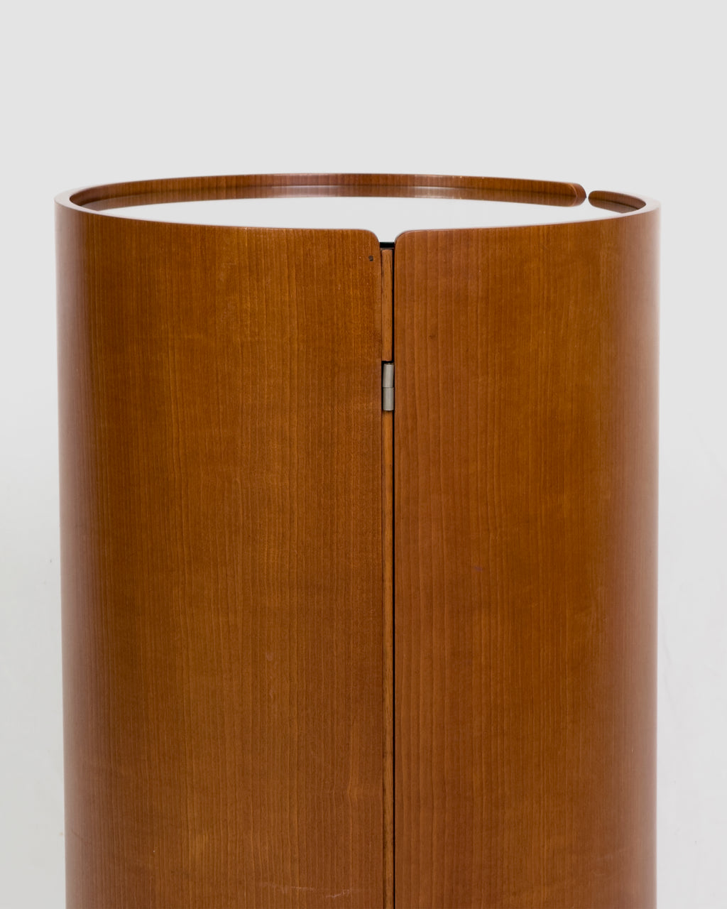 Round Wood Bar Cabinet with Glass Top, Italy 1960s