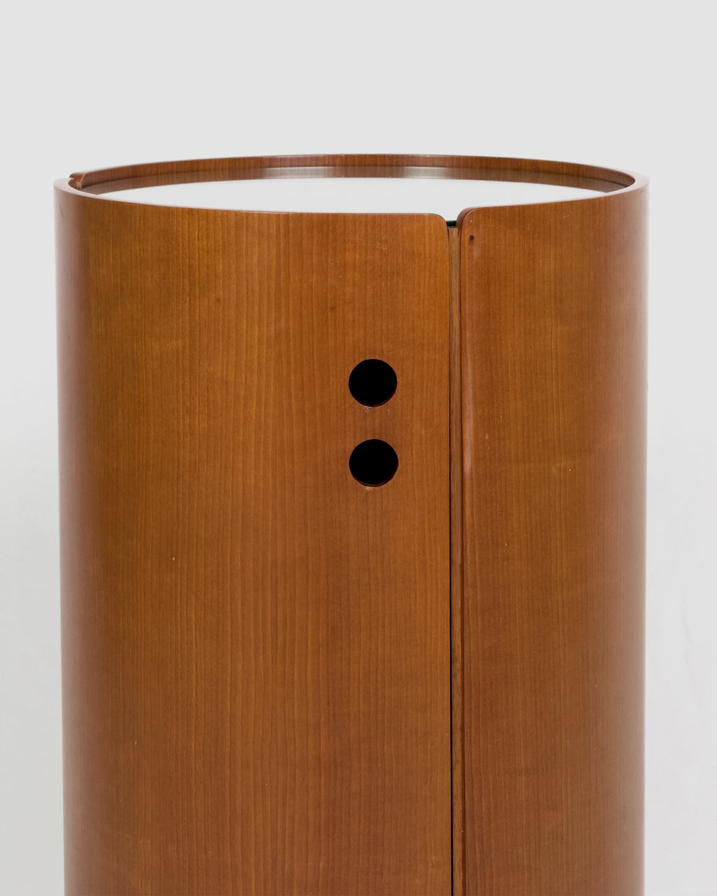 Round Wood Bar Cabinet with Glass Top, Italy 1960s