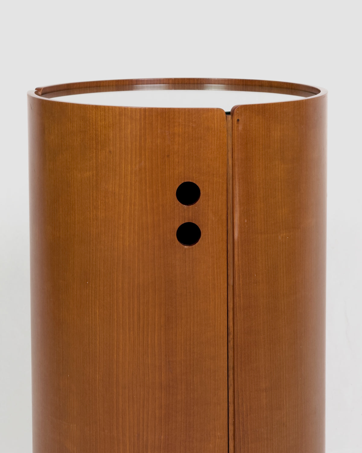 Round Wood Bar Cabinet with Glass Top, Italy 1960s