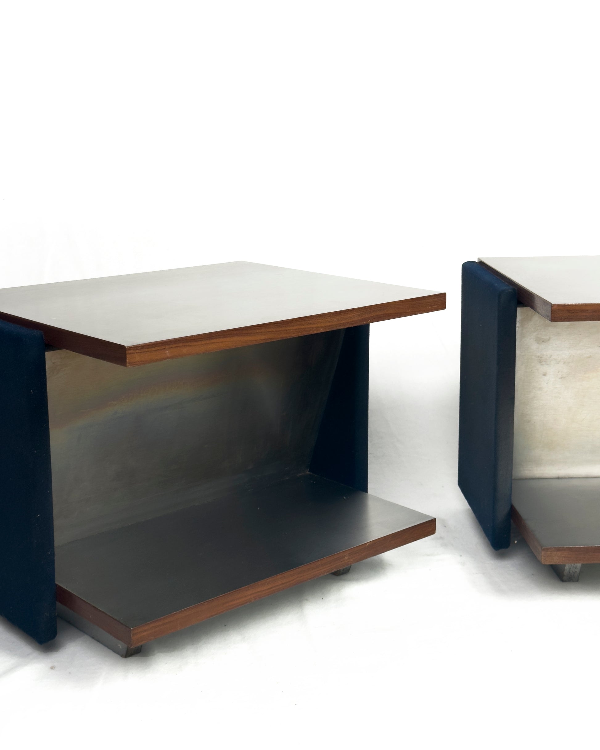 Pair of Vintage Italian Stainless Steel-Clad Side Tables, 1970s