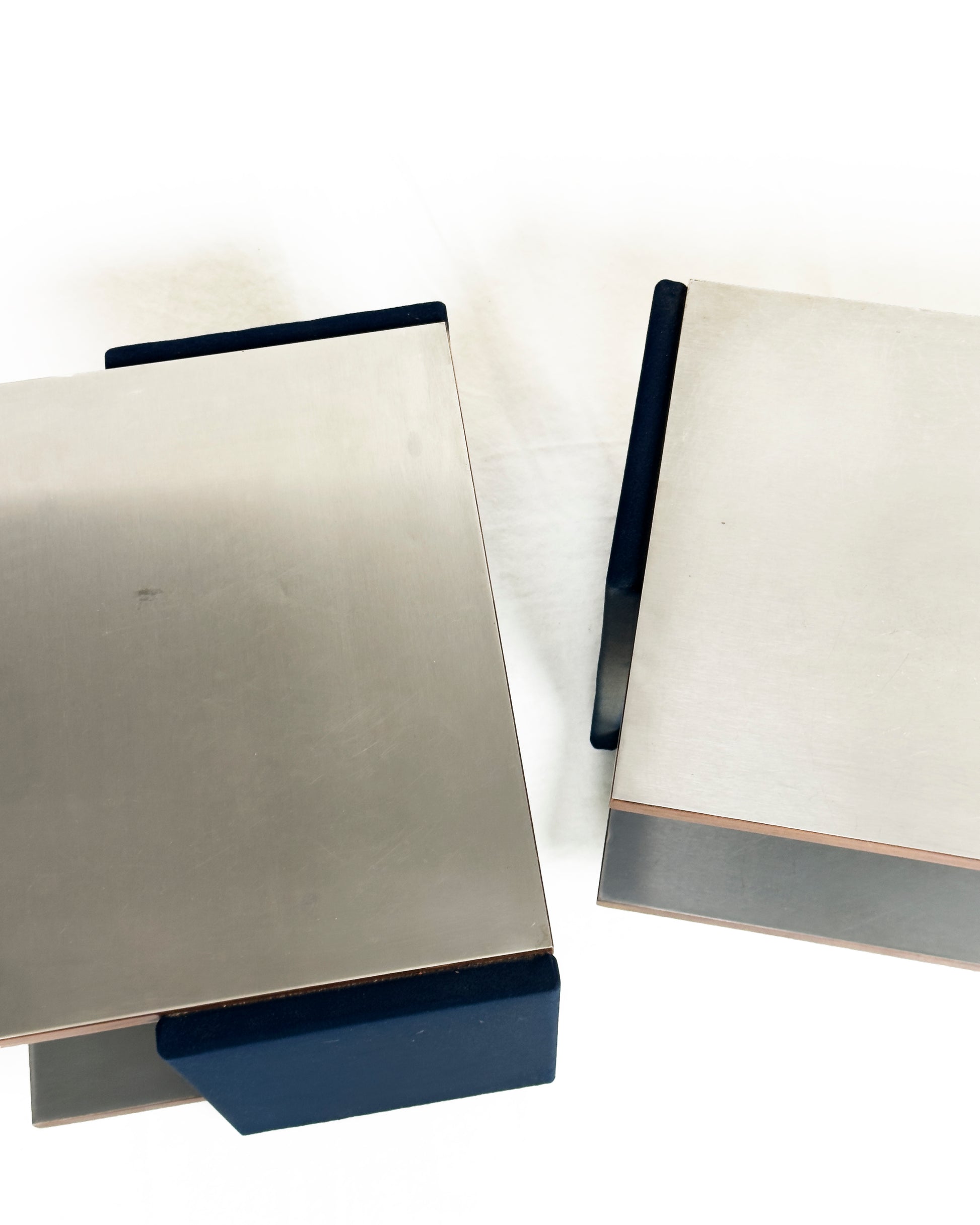 Pair of Vintage Italian Stainless Steel-Clad Side Tables, 1970s